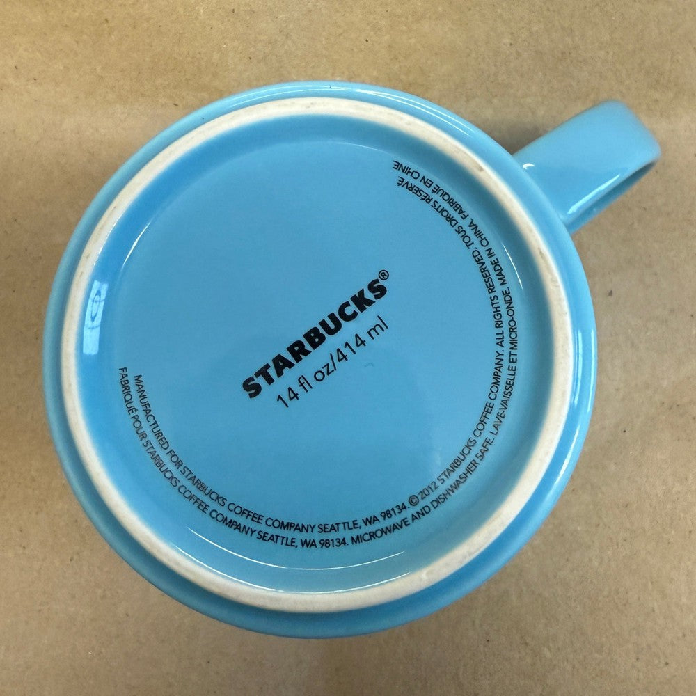 Starbucks Light Blue Etched White Letters Mug-2012